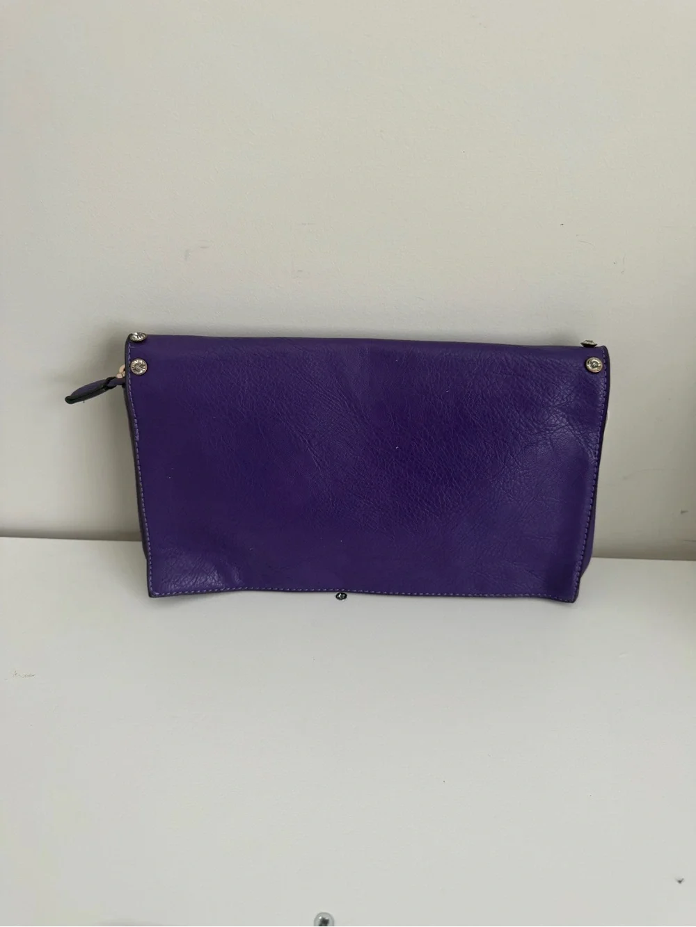 Charming Charlie Purple Studded Wristlet Clutch with Silver Accents